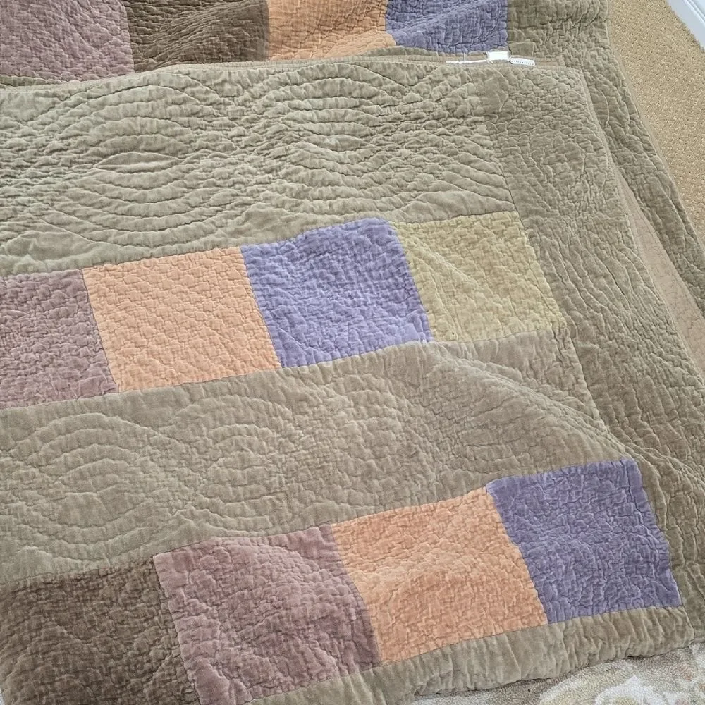 Pottery Barn Patchwork‎ Quilt in Gray, Lavender, and Beige